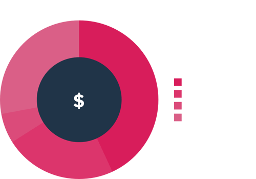 A pie chart showing the percentage of revenues for book sales as an example